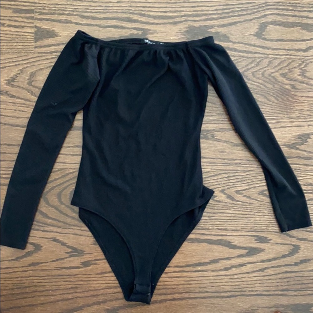 Black off the shoulder bodysuit